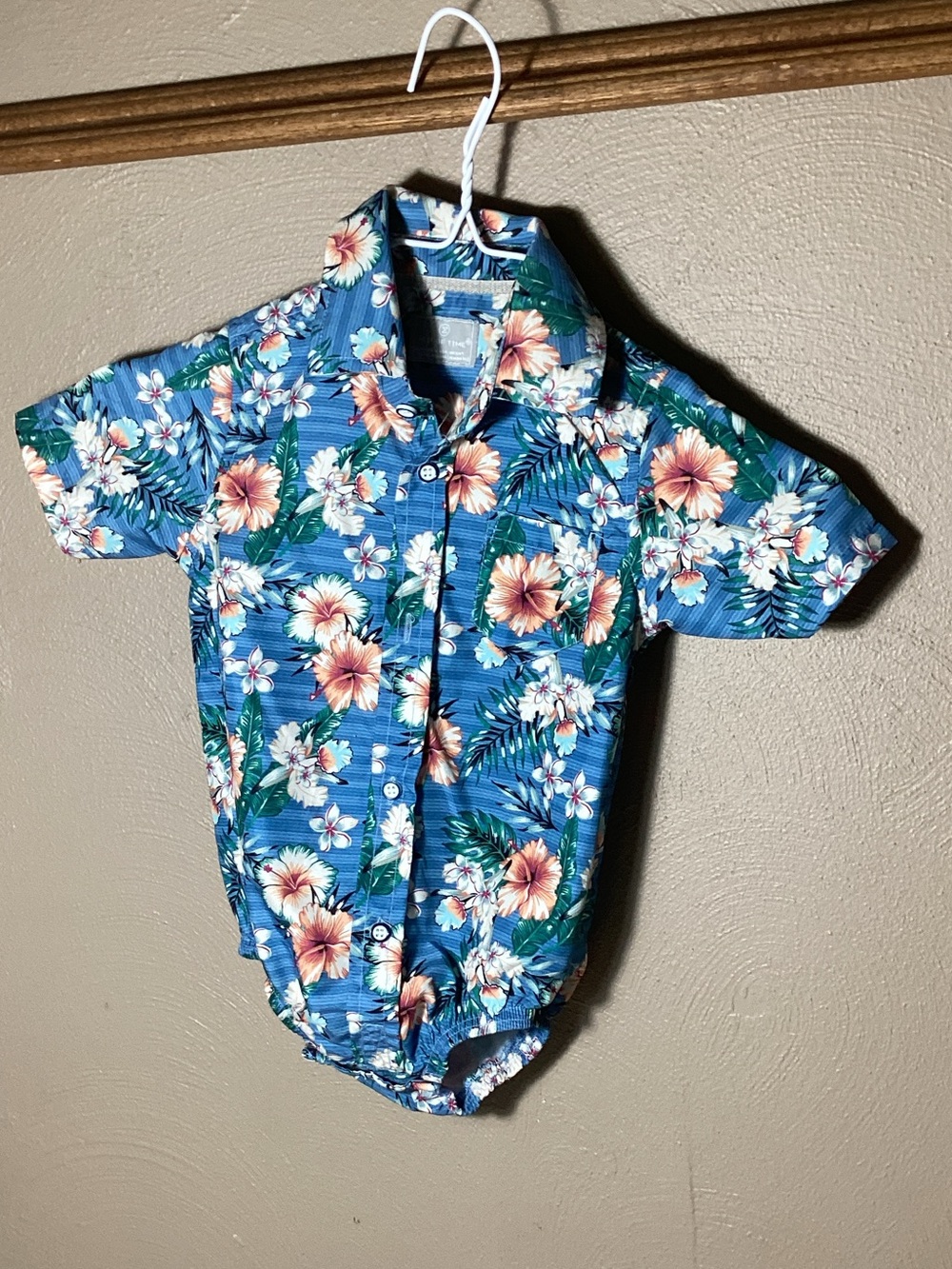 Toddler Blue Floral Hawaiian One-Piece Bodysuit